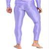 Alvivi Men's Glossy Smooth Compression Pants Sports Workout Running Tights Athletic Leggings Light Purple Medium view 3