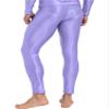 Alvivi Men's Glossy Smooth Compression Pants Sports Workout Running Tights Athletic Leggings Light Purple Medium view 4