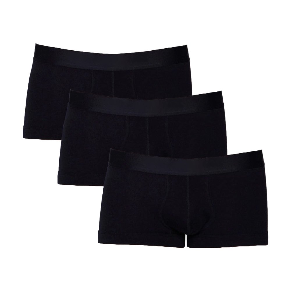 Maiyifu-GJ Men's Cotton U-Shaped Underwear Stretchy Breathable Trunks Low Waist Soft Boxer Briefs (Black 3PC,Medium)