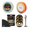 HERCULES Fly Fishing Line, Fly Line Backing, Tippet 3 Pack with Fly Tippet Holder, Leader 6 Pack with Tapered Leader Wallet Combo view 1