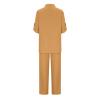 Womens 2 Piece Cotton Linen Beach Outfits Plus Size Button Down Blouses and Long Pants Suits Dressy Business Work Set Khaki view 3