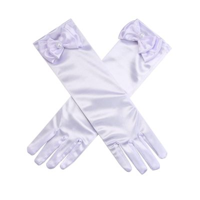 Fepdiu Little Girls Princess Glove Kid Glove Toddler Dress Up Gloves Girls Satin Gloves for Halloween Costume Party Birthday Princess Cosplay (white)