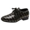 Fashion Boys Modern Dance Shoes Prom Ballroom Latin Dance Shoes Leather Lace Up Dance Performance Shoes for Kids (Black, 10 Toddler) view 1