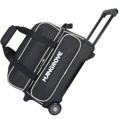 Mangrove 2 Ball Bowling Bag with Wheels, Double Bowling Bags 2 Ball Roller w/Separate Compartment for Bowling Shoes (Up To US Mens Size 15), Accessory Pocket & Retractable Handle Extends To 40"