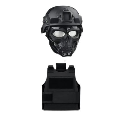 MICH Airsoft Helmet Airsoft Skull Mask TacticalVest Outdoor, Adjustable Training Protective Vest,Paintball Cosplay CS Games