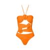 ABOCIW Women One Piece Swimsuit with Swimsuit Cover Ups Skirt Sexy Bikini Sets Floral Print Halter Push Up Monokini Bathing Suit Tummy Control Tankini Set 2 Piece Swimsuit Outfit Orange Halter L view 2