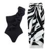 ABOCIW One Piece Swimsuit for Women with Swimsuit Cover Ups Skirt Sets Sexy One Shoulder Tummy Control Bathing Suits High Cut Push Up Tankini Two Pieces Swimsuit Monokini Swimwear Black M view 1