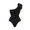 ABOCIW One Piece Swimsuit for Women with Swimsuit Cover Ups Skirt Sets Sexy One Shoulder Tummy Control Bathing Suits High Cut Push Up Tankini Two Pieces Swimsuit Monokini Swimwear Black M view 2