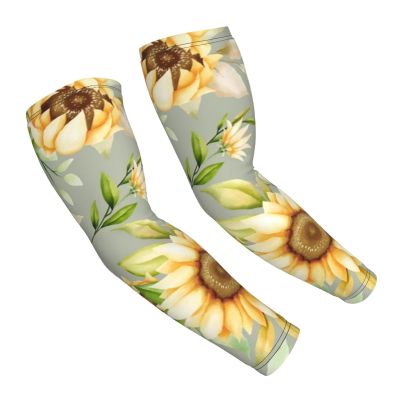 Woyaba Funny watercolor sunflower pretty flower sunflower arm sleeves,farslemers defense gardening sleeves sun protection compression arm sleeves for men,women or teenager