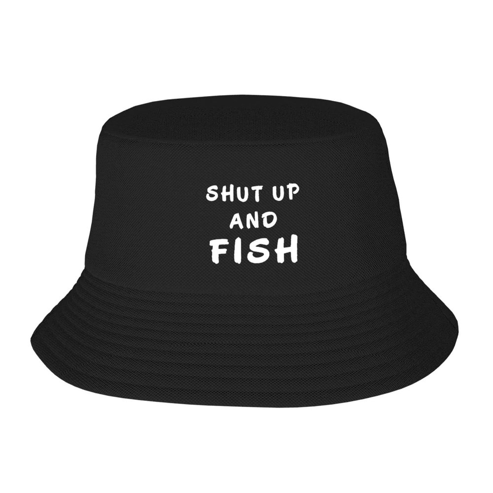 wikjxiz Shut Up and Fish Bucket Hat for Men, Women, Teens, Girls Black Summer Fisherman Hats Packable Outdoor Cap