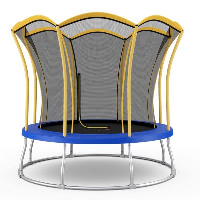 Giantex 8 FT 10 FT Trampoline, ASTM Certified Recreational Trampolines with Net, Galvanized Steel Frame, Indoor Outdoor Backyard Unique Flower Shape Trampoline for Kids Adults (Yellow, 10 Ft)
