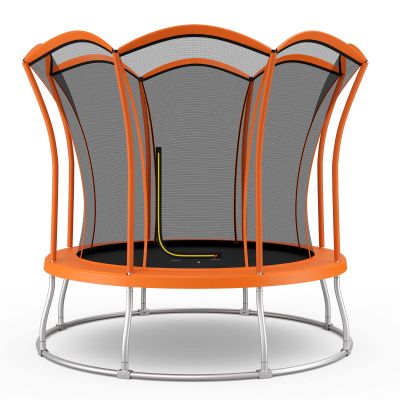Giantex 8 FT 10 FT Trampoline, ASTM Certified Recreational Trampolines with Net, Galvanized Steel Frame, Indoor Outdoor Backyard Unique Flower Shape Trampoline for Kids Adults (Orange, 10 Ft)
