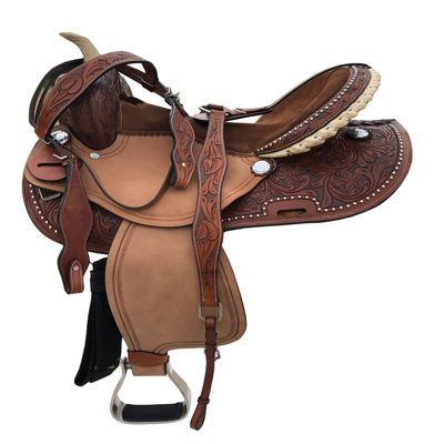 Adults Western Horse Barrel Saddle Leather 16 Inches Seat with Free Tack Set Brown