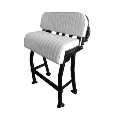 29" Leaning Post Bench Seat, Integrated 4 Rod Holders, Fits Most Fishing, Center Console, and Bay Boats, Heavy Duty Coated Aluminum, L - 29 inch, W - 15.7 inch (Pro 2 w/Black Rest Black)