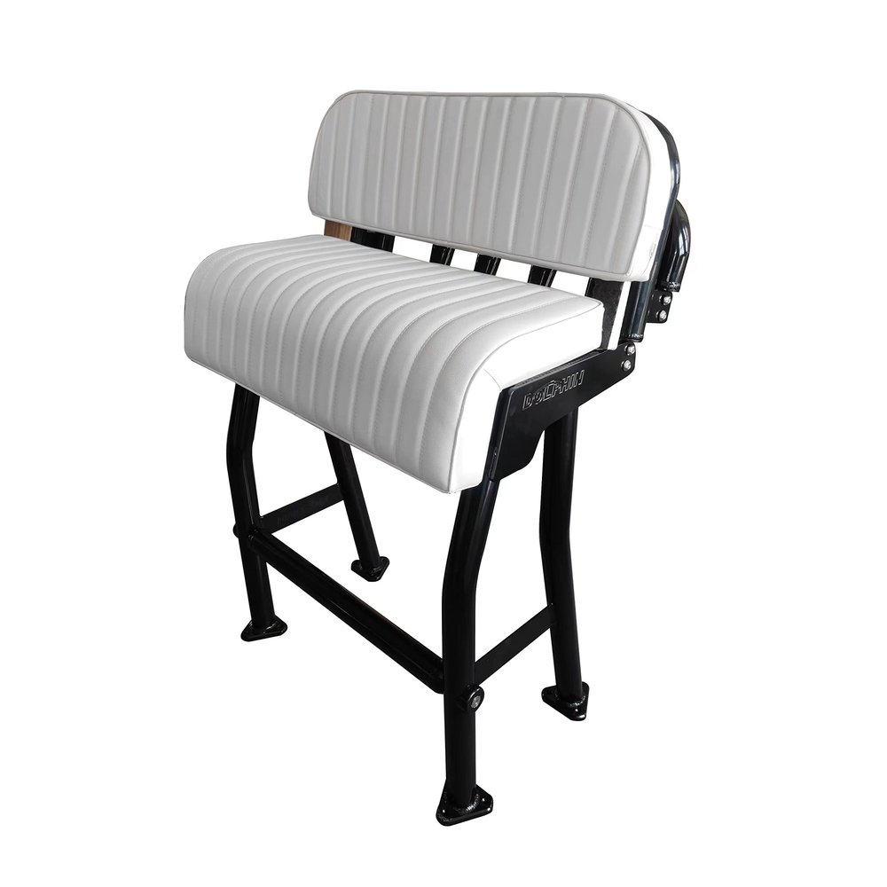29" Leaning Post Bench Seat, Integrated 4 Rod Holders, Fits Most Fishing, Center Console, and Bay Boats, Heavy Duty Coated Aluminum, L - 29 inch, W - 15.7 inch (Pro 2 w/Black Rest Black)