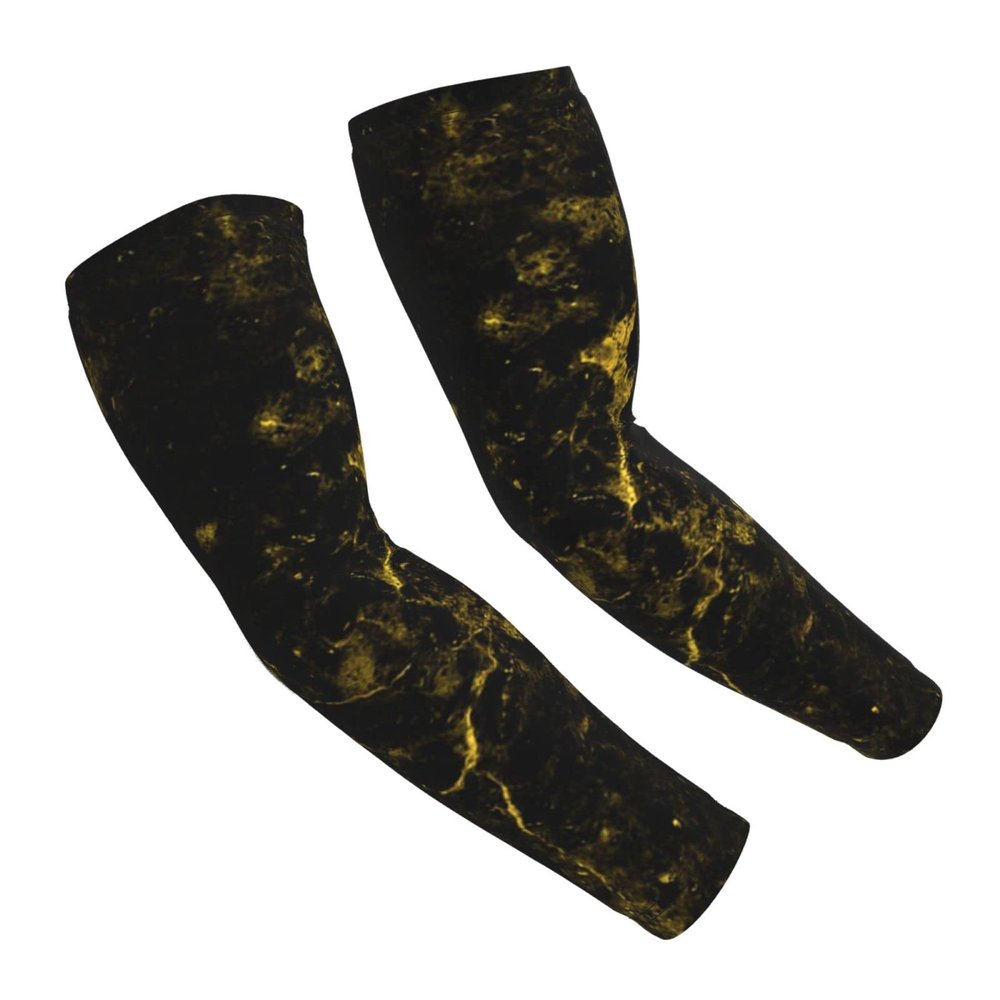 Woyaba Beautiful marble black and gold marble printed arm sleeves,farslemers defense gardening sleeves sun protection compression arm sleeves for men,women or teenager