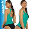 Sporti Women Active High Neck Tankini Top - Bathing Suit Tops for Women - Athletic Swimsuit Tank Top with Shelf Bra Support - Jade - Small view 2