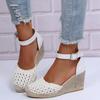 ZBYY Women's Closed Toe Buckle Ankle Strap Slingback Espadrilles Wedge Sandals Dressy Platform Wedge Sandals view 4