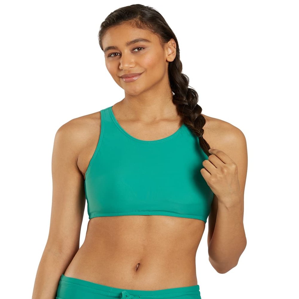 Sporti Active High Neck Crop Bikini Top - Jade - X-Small