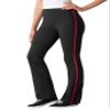 Woman Within Plus Size Petite Stretch-Cotton Knit Pull-On Bootcut Side-Stripe Leggings - 5X, Black Classic Red view 1