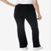 Woman Within Plus Size Petite Stretch-Cotton Knit Pull-On Bootcut Side-Stripe Leggings - 5X, Black Classic Red view 2