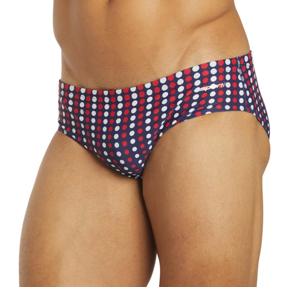 Sporti Molecule USA Swim Brief - Mens Swim Briefs - Athletic Swimsuit Training for Swimmers - Competition Pool Training Briefs for Men - Red/White/Blue - 40