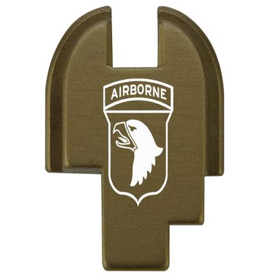NDZ Performance Slide Cover Back Plate for Springfield Hellcat, Hellcat Pro & Comp  Black Laser Engraved Anodized Aluminum  USA Made  US Army 101st Airborne Division