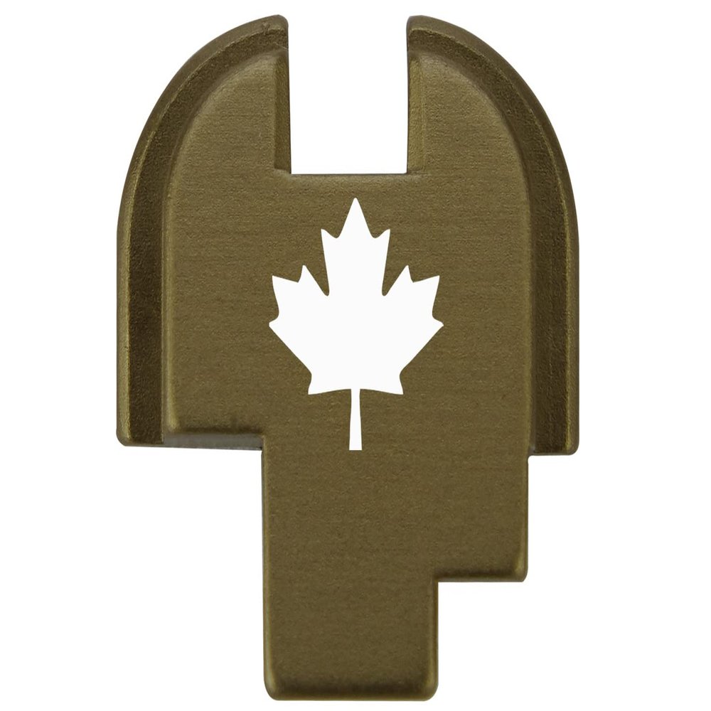 NDZ Performance Slide Cover Back Plate for Springfield Hellcat, Hellcat Pro & Comp  Black Laser Engraved Anodized Aluminum  USA Made  Canadian Maple Leaf