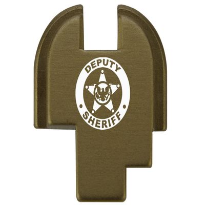 NDZ Performance Slide Cover Back Plate for Springfield Hellcat, Hellcat Pro & Comp  Black Laser Engraved Anodized Aluminum  USA Made  Deputy Sheriff Eagle Logo