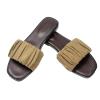 Roxoni Womens Ruched Fabric Slide Sandals Open Toe Flat Sandals with Heel Cushion view 3