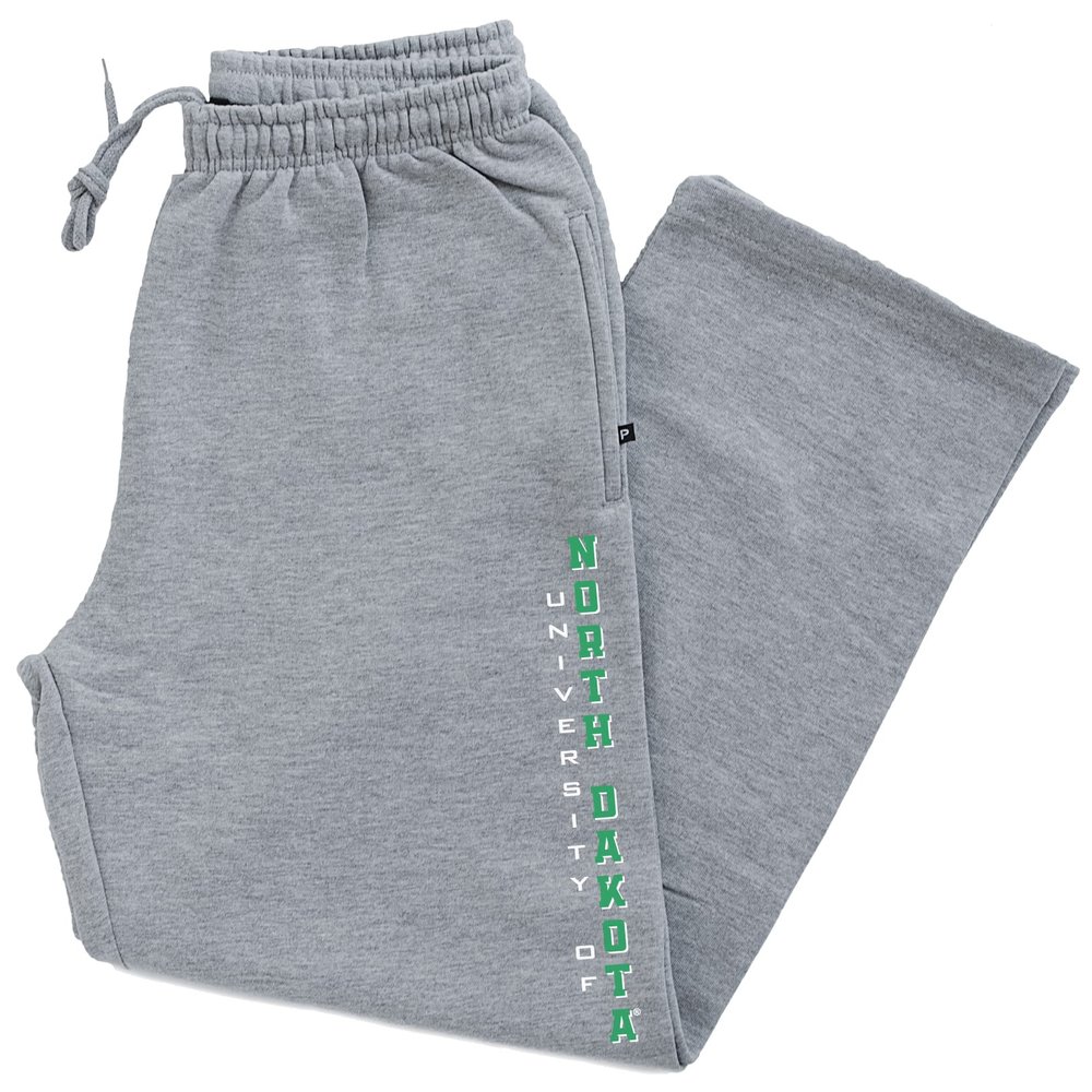 CornBorn North Dakota Fighting Hawks Sweatpants - Premium Fleece Vertical University of North Dakota - Gray - XL