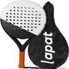 LAPAT Carbon Fiber Padel Racket with Cover Bag - Professional Paddle Tennis Racquet for Adults Beginner & Intermediate - Lightweight EVA Foam POP Court Paddle (White Oslo) view 1