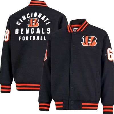 Ultra Game NFL Official Adults Classic Varsity Coaches Jacket Coat - Unisex, Cincinnati Bengals, Team Color, Small