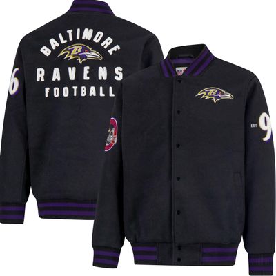 Ultra Game NFL Official Adults Classic Varsity Coaches Jacket Coat - Unisex, Baltimore Ravens, Team Color, Medium
