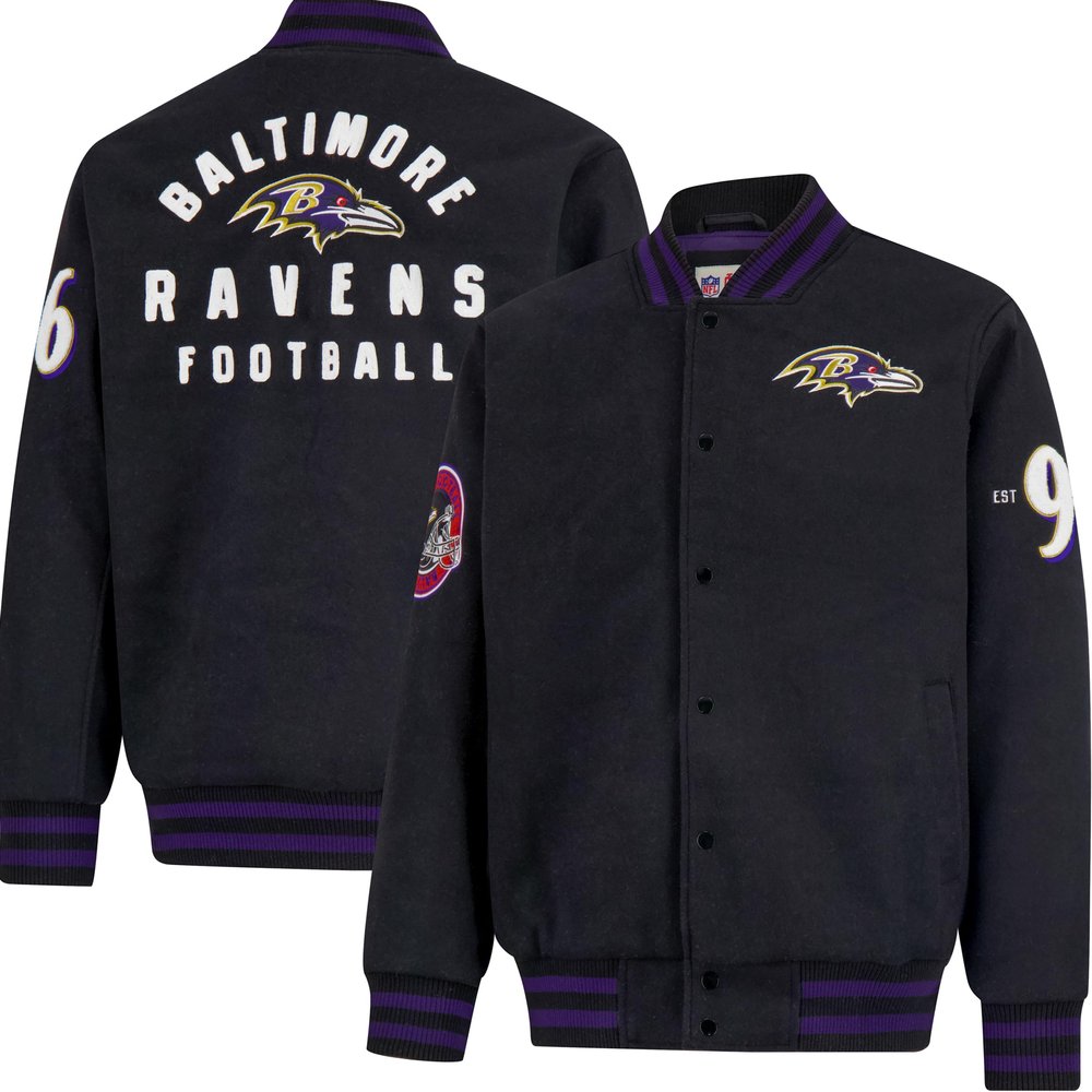 Ultra Game NFL Official Adults Classic Varsity Coaches Jacket Coat - Unisex, Baltimore Ravens, Team Color, Medium