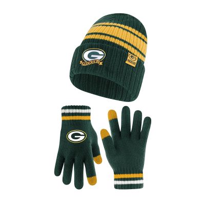 Ultra Game NFL Official Adults Super Soft Winter Beanie Knit Hat with Extra Warm Touch Screen Gloves, Green Bay Packers, Team Color, 1SIZE