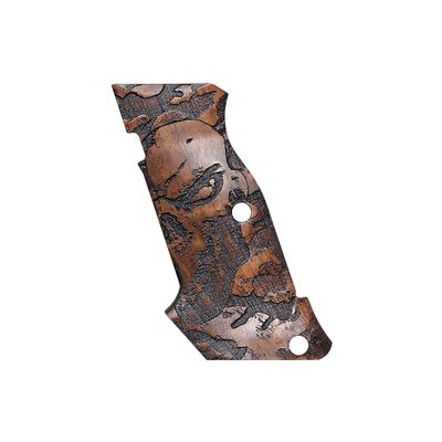 Tactical Mak Grips CZ Shadow 2 Shot Grip Black Gun Grips Natural Wood Grip 3D Texture with German Silver Carving Perfect for Your Holster Weapon Speed and Accuracy and Design (SH 2-Shot V7)