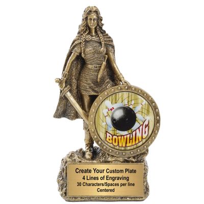 Decade Awards Personalized Female Champion Bowling Trophy - Custom Engraved Warrior Woman Award - Strike Queen, League Winner or Tournament Recognition - Customize Now (BWLG-6.75 Inch)