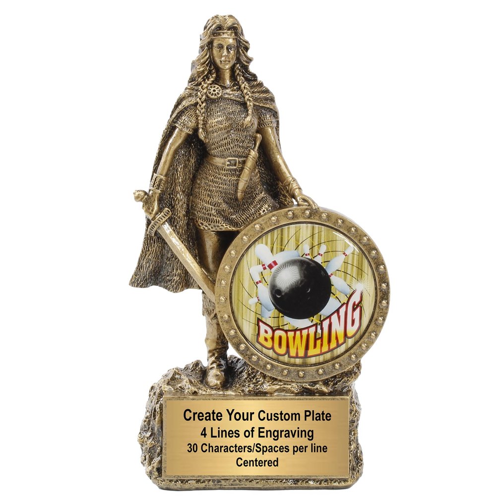 Decade Awards Personalized Female Champion Bowling Trophy - Custom Engraved Warrior Woman Award - Strike Queen, League Winner or Tournament Recognition - Customize Now (BWLG-6.75 Inch)
