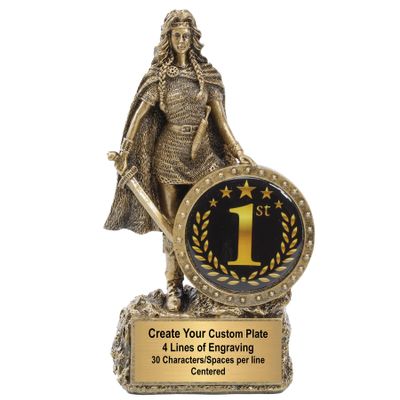 Decade Awards Female Champion 1st Place Trophy - Custom Engraved Warrior Woman Award - Overall Winner in Sports, Academics, Tournaments or Special Competitions -Customize Now (1STPLACE-6.75 Inch)
