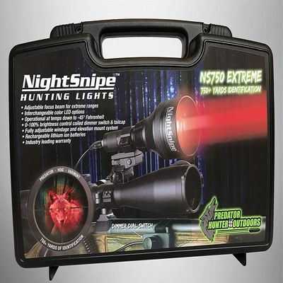 NightSnipe NS750 Signature Series Coyote-Hog-Predator Hunting Light Kit (Class-4) (Red NS750, Green Headlamp)