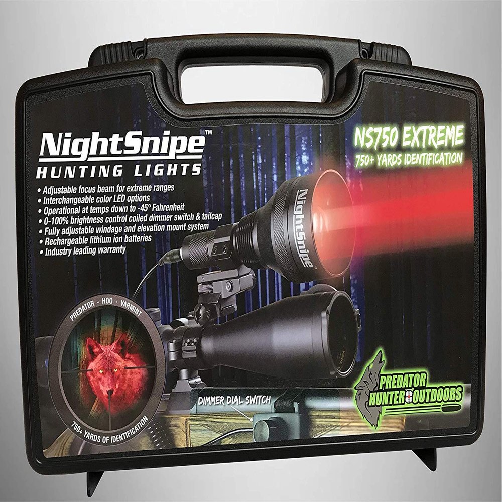 NightSnipe NS750 Signature Series Coyote-Hog-Predator Hunting Light Kit (Class-4) (Green NS750, Red Headlamp)