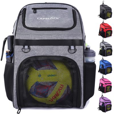 Youth Soccer Bag - Boys Girls Soccer Backpack & Bags for Basketball, Volleyball & Football | Includes Separate Cleat and Ball Compartment, and Convenient Fence Hook.