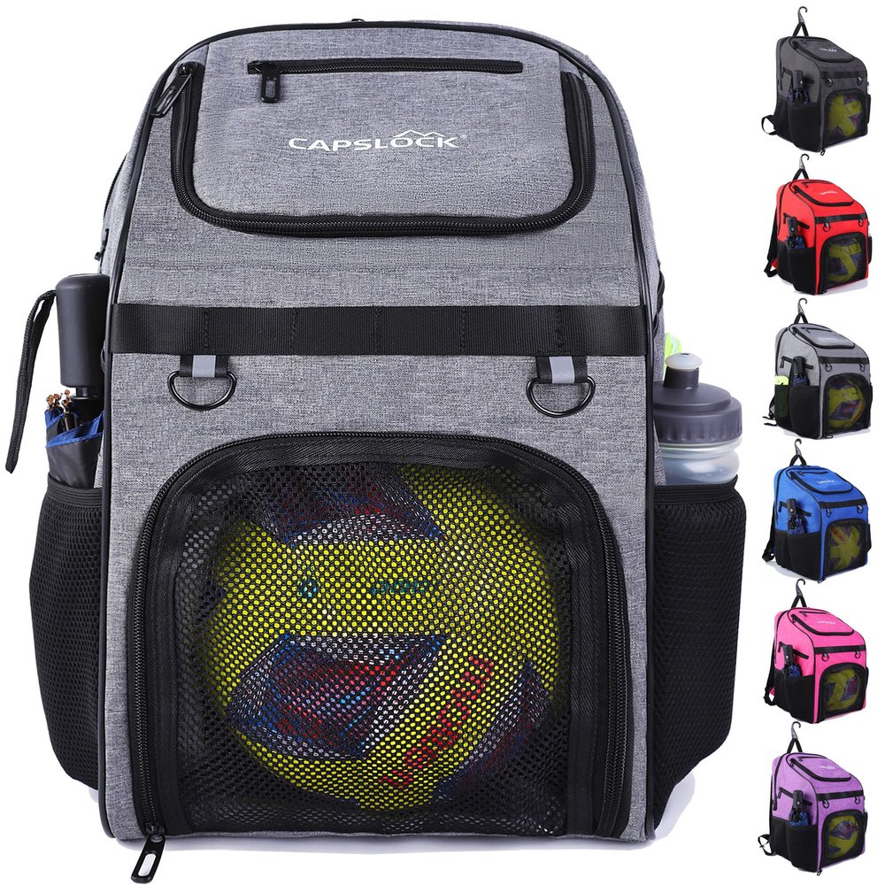 Youth Soccer Bag - Boys Girls Soccer Backpack & Bags for Basketball, Volleyball & Football | Includes Separate Cleat and Ball Compartment, and Convenient Fence Hook.