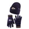 Ultra Game NFL Official Adults Unisex Super Soft Marl Knit Winter Beanie Knit Hat with Extra Warm Touch Screen Gloves, Baltimore Ravens, Team Color, 1SIZE view 1
