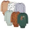 Gerber Baby Boys 6-Pack Long-Sleeve Onesies Bodysuit, Fox, 6-9 Months view 1