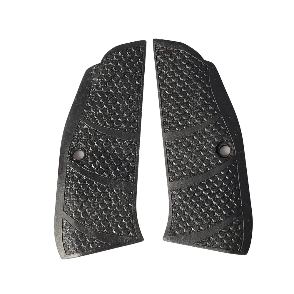 Tactical Mak Grips CZ Shadow 2 Grip Black Gun Grips Natural Wood Grip 3D Texture with German Silver Carving Perfect for Your Holster Weapon Speed and Accuracy and Design (SH2 V1)