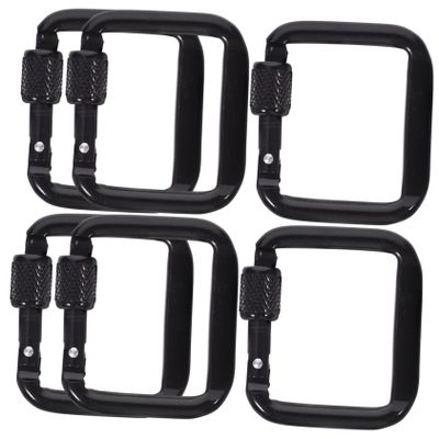 6pcs Camping Button Useful Buckle Sturdy Buckle Mountain Climbing Buckle Camping Keychain Durable Buckle Mouth-Shaped Buckle Heavy Duty Carabiner Outdoor Square Buckle Key Ring