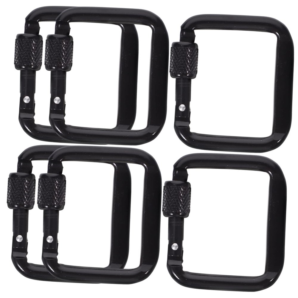 6pcs Camping Button Useful Buckle Sturdy Buckle Mountain Climbing Buckle Camping Keychain Durable Buckle Mouth-Shaped Buckle Heavy Duty Carabiner Outdoor Square Buckle Key Ring