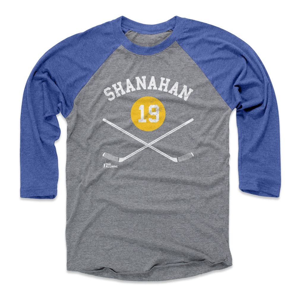 500 LEVEL Brendan Shanahan 3/4 Sleeve T-Shirt (Baseball Tee, XXX-Large, Royal/Heather Gray) - Brendan Shanahan St. Louis 19 Sticks WHT